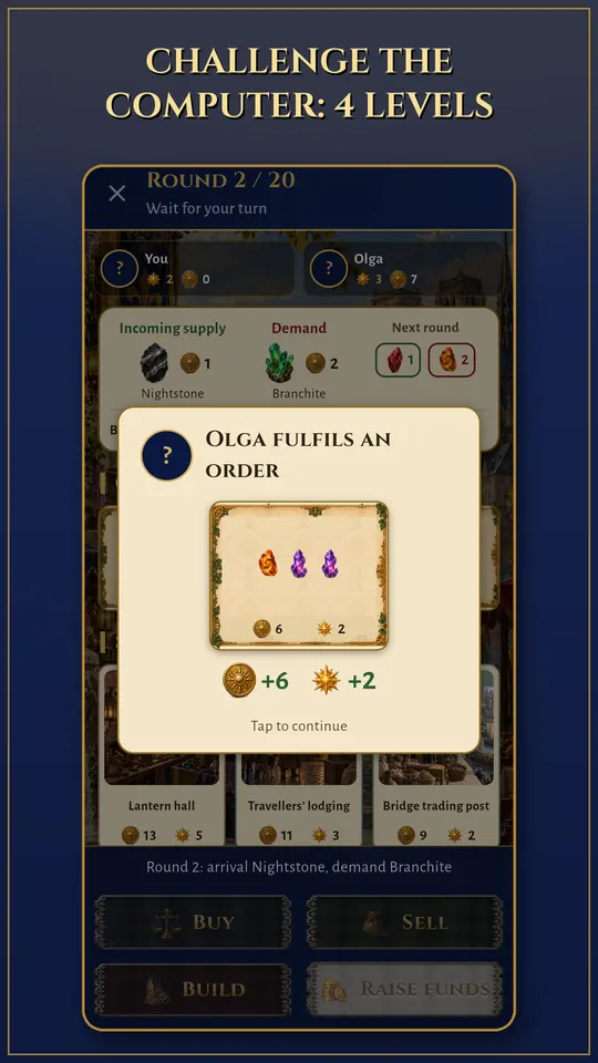 Against the computer: every opponent move is explained on an illustrated card.