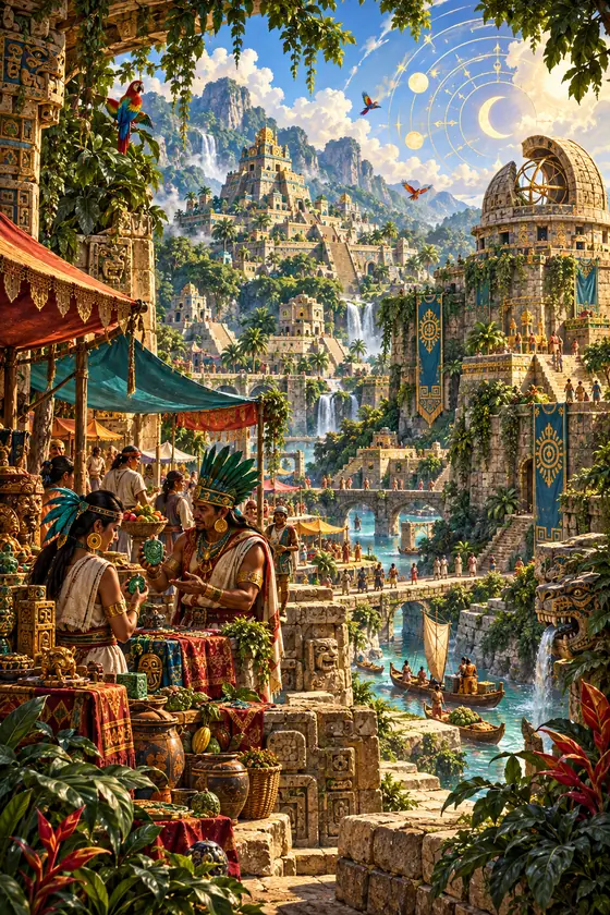 Illustration du monde Cités mayas.